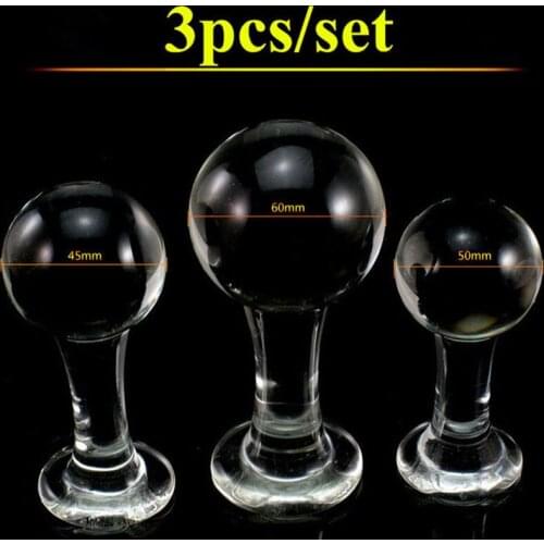 3pcs/Set Big Glass Anal Ball Large Butt Plug Sex Toys For Woman Anal Dilatos Expander G Spot Glass Anal Plug Buttplug