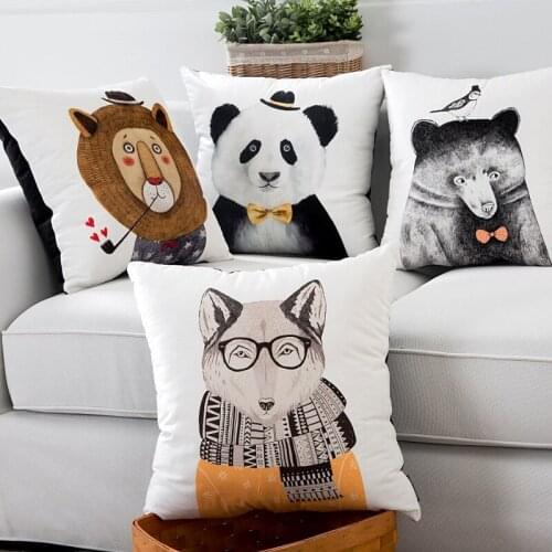 45X45cm Printed Animals Nordic Style Velvet Throw Pillow Case Modern Decorative Plushed Pillow Sham Panda Sofa Cushion Case