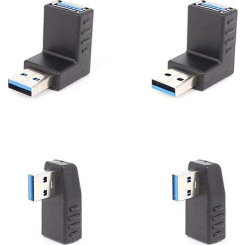 90 Degree Left Right Angled USB 3.0 A Male To Female Connector Adapter