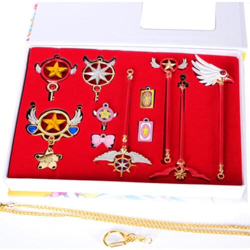 Anime Cardcaptor Sakura Card Captor Kinomoto Sakura Cosplay Costume Props Change Bar Keychain Necklace Alloy Accessories Pendant