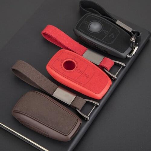 Car TPU &Suede Leather Key Case Holder Cover For Mercedes Benz E Class W204 GLC 260 C200 CLA GLA 200 BGA AMG W203 W210 W211 W124