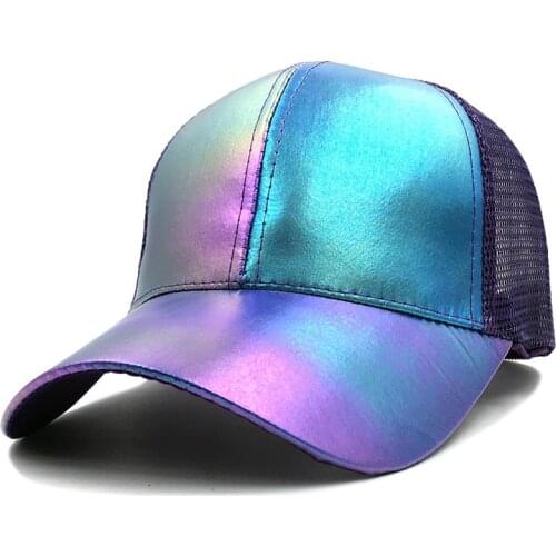 New Glitter Baseball Cap For Women Snapback Dad Hat Mesh Trucker Womens Caps Messy Bun Adjustable Hip Hop Sequin Hats