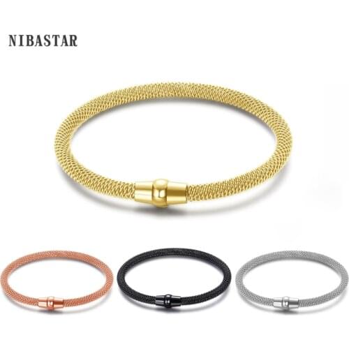 Cable Mesh Bracelet For Men Woman Stainless Steel High Quality Magnet Clasp Bangle Unisex Street Jewelry Wholesale Retail