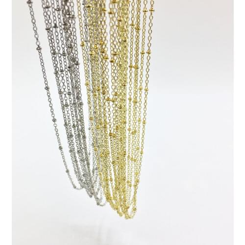 Eruifa 10pcs 45cm Tiny Dot Chain with 6cm Ext Chain Jewelry Link DIY Finding Necklace,2 Colors nickle free and lead free
