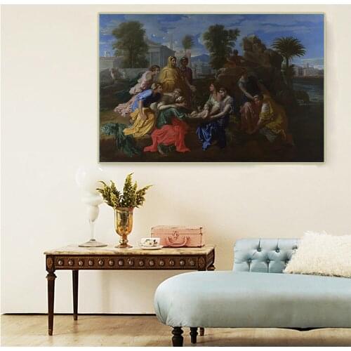 Citon Nicolas Poussin《The Finding of Moses》Canvas Oil Print Painting Artwork Poster Picture Modern Wall Decor Home Decoration