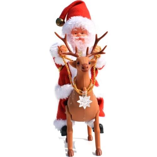 Electric Santa Claus Riding Deer Music Doll Christmas Decorations Creative Ornaments Gifts Christmas Gifts