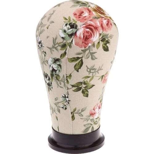 Canvas Mannequin Cork Block Manikin Head Model Salon Shop Home Wig Hat Headset Display Stand Holder with Mount Hole 21"