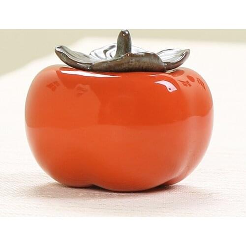 Ceramic Persimmon Tea Caddy Portable Tea Storage Tank Kitchen Decoration Accessories Persimmon Canister Container for Puer