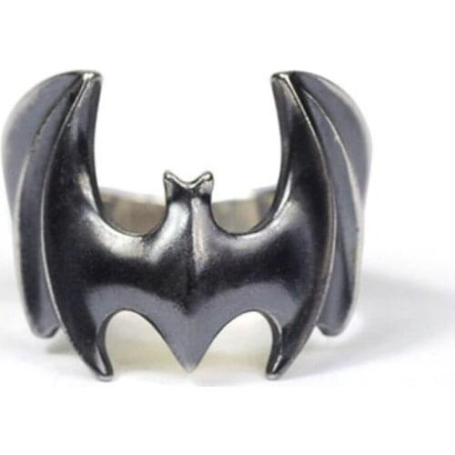 Silver bat pattern domineering exaggerated male ring cold wind no inlay niche design craftsmanship opening adjustable jewelry