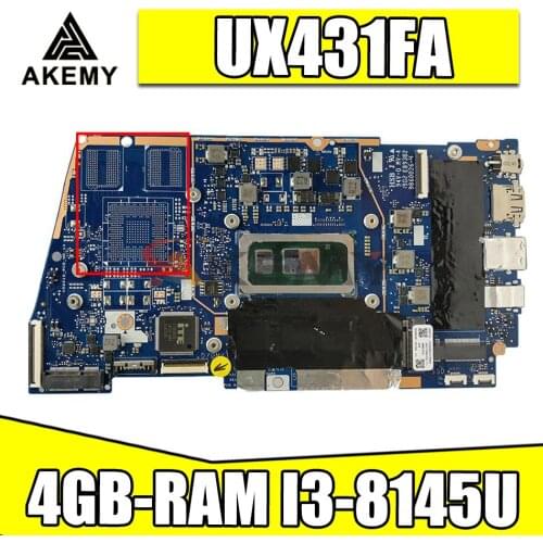 UX431FA/FN Laptop motherboard for ASUS ZenBook-14 UX431FA UX431FN UX431F original mainboard 4GB-RAM I3-8145U GM