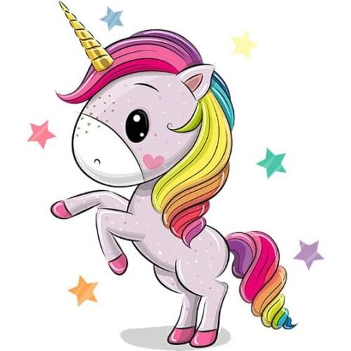 Cute Unicorn Heat Vinyl Transfer For Clothes Iron On Transfer For Clothes Cartoon Thermal Stickers Applique For Washable T-shirt