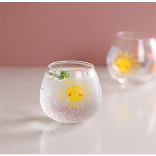 Cute Weather Tumbler Glass Tea Milk Cup Coffee Mug Heat Resistant Drink Water Glass Cups Breakfast Office Party Beer Drinkware
