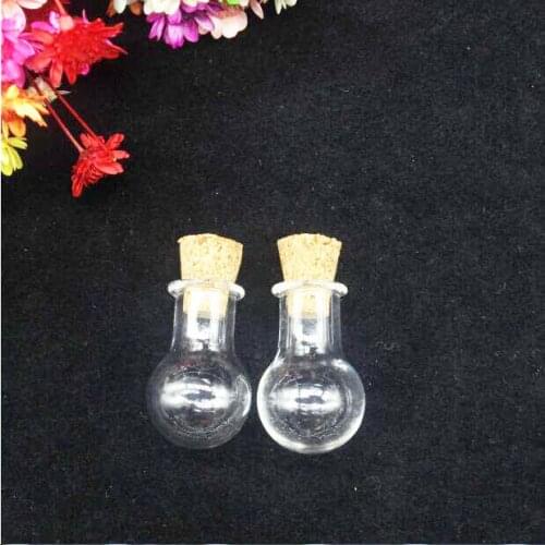 50sets/lot mini empty Small cute Glass Bottle light bulb shape Vial Cork Stopper Jar with Corked Container Mini DIY Empty Pot