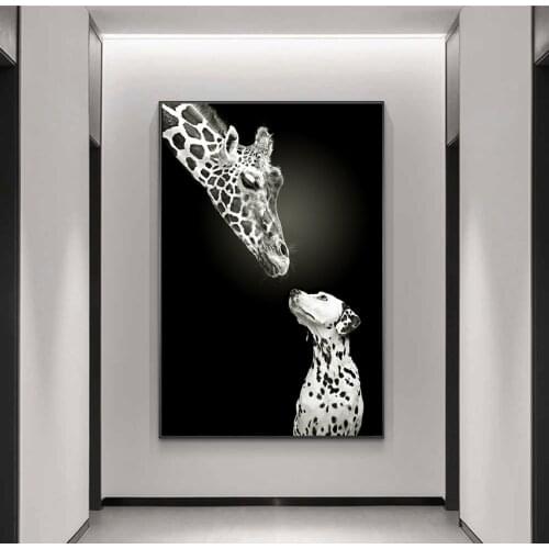 MUTU Giraffe Mother and Child Canvas Paintings On the Wall Art Posters and Prints Nordic Animals Funny Art Pictures home Decor