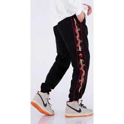 Men Japanese Streetwear Joggers Embroidery Cotton Fashion Pants