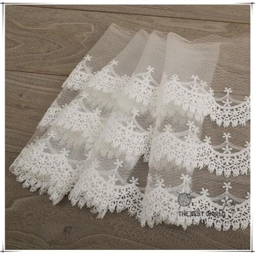 Fancy flower design off white color lace garment embroidered mesh lace trimming diy accessories
