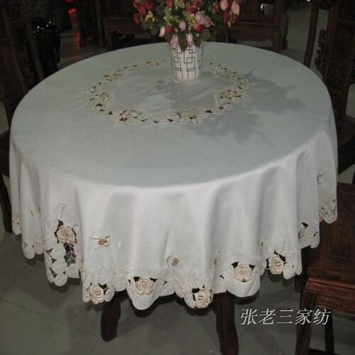 New export trade of the original single hand-embroidered cloth flower garden modern European King hollow circular table cloth