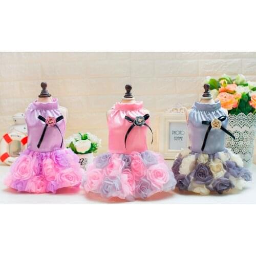 New Coming High Temperament Rose Style Pet Dogs Dress For Small Puppy Dogs Clothing Apparel