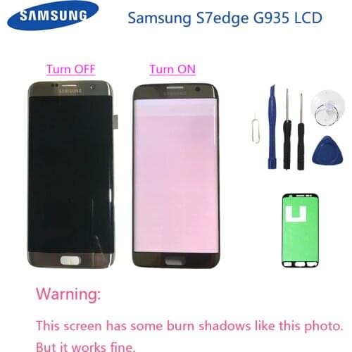 Original For Samsung Galaxy S7 Edge G935A G935F G935V Burn-in Shadow LCD Display Touch Screen Digitizer With Frame