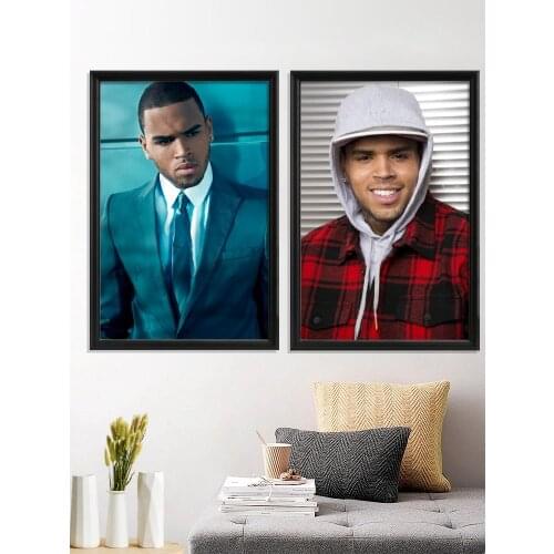 Chris Brown Singer Portrait Rap Poster Room Wall Stiker Decor Prints Art Silk Home Gift