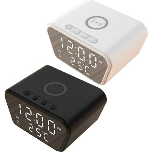R9JA Table Clocks Calendar Thermometer Electronic Clock Wireless Phone Charger Clock