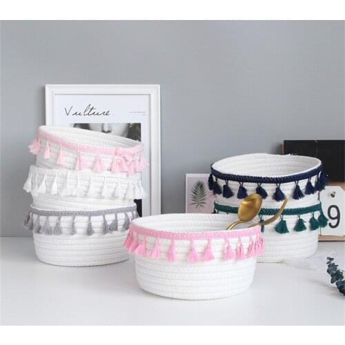 Cotton Rope Woven Storage Basket for Toys Food Make Up Clothes Sundries Home Decoration Organizer Cesto Ropa Sucia Household