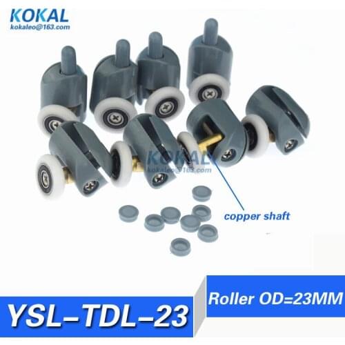 [YSL-TDL]Free Shipping 8PCS Single shower door rollers wheels runners pulleys 23mm diameter high quality copper shaft roller