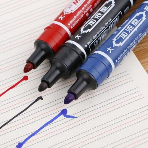 1pc Black/Blue/Red Colour Double Head Round Head Permanent Marker Bulk Logistics Courier Enriched Oily Marker Office Supplies