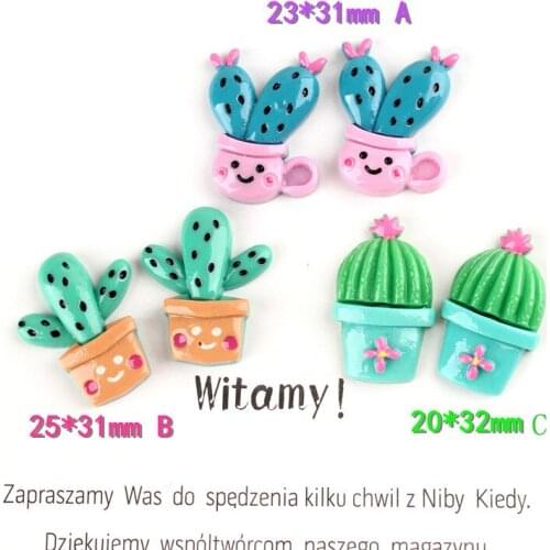 10Pcs/lot Kawaii Cactus Flatback Resin Cabochon Flat back Simulation Succulent Potted Plant Phone Case Decor DIY Scrapbooking