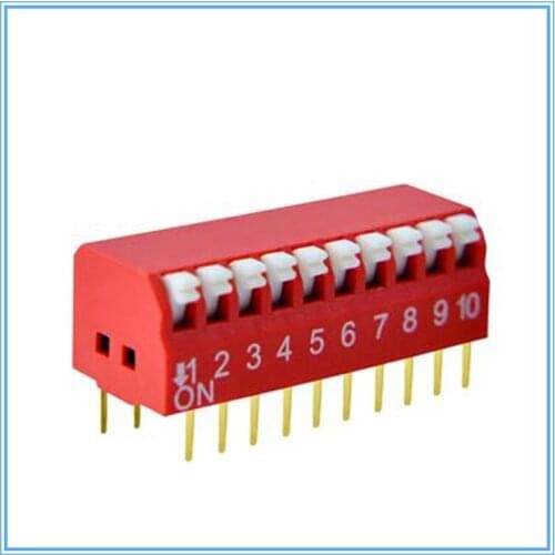 100 pcs/lot )DIP Switch 10 Way 2.54mm Toggle Switch ,Red Snap Switch,DIP Switch