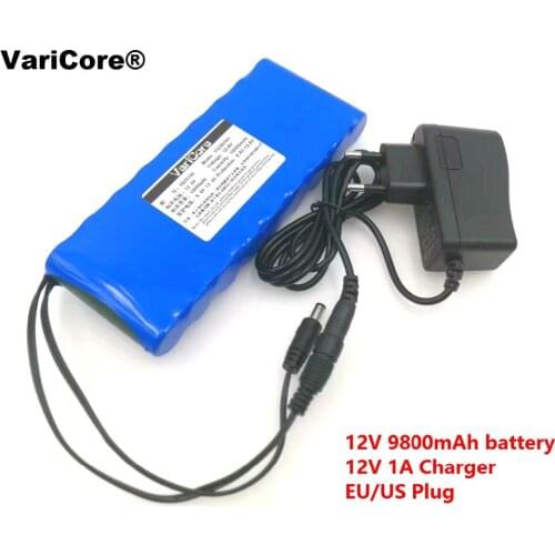 12 v 9.8Ah 9800mAh 18650 Rechargeable batteries 12V Li-Ion Battery pack Protection Board CCTV Monitor battery +12.6V 1A Charger