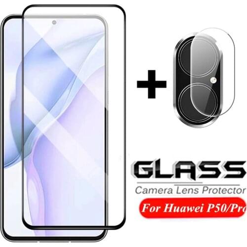 2 IN 1 Tempered Glass For Huawei P50 P50Pro Full Cover Screen Protector Camera Lens Glass For Huawei p50 P50Pro Protective Glass