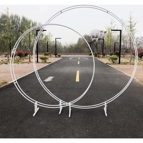 2022 Outdoor Circle Wedding arch party marriage backdrop arch stand double round ring iron arch frame pergola flower arch decor