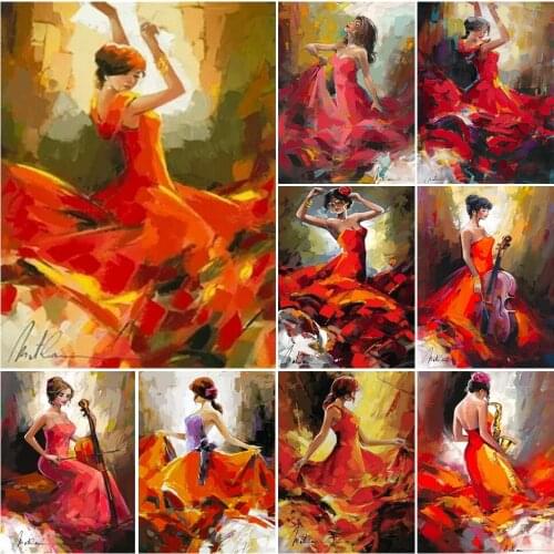 5D DIY Full Square/Round Diamond Embroidery Sexy Dance Girl In Red Portrait Cross Stitch Rhinestones Handmade Gift Home Decor