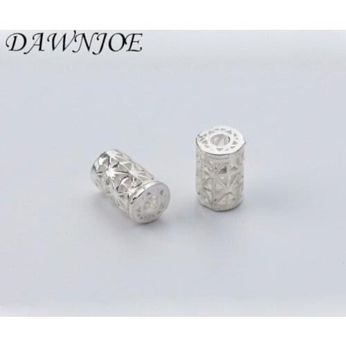 925 Sterling Silver Cylindrical Hollow Spaced Connector Beads DIY Making Jewelry Gift Bracelet Jewelry Supplies Accessories