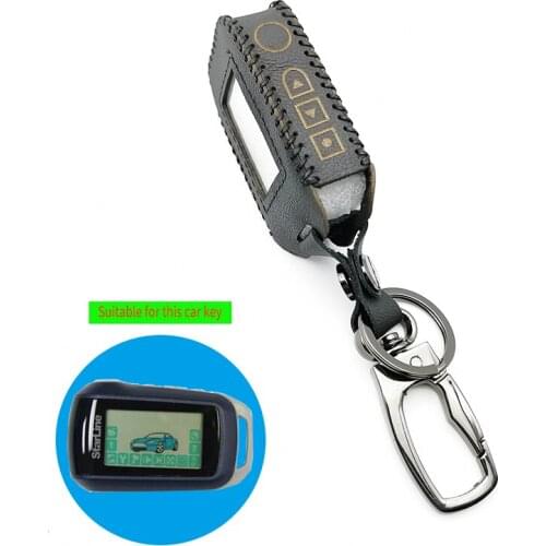 A94 Two Way LCD Remote Control 100% Leather Fob Key Chain Key Case Cover for Russian Version Starline A94 2 Way Car Alarm System