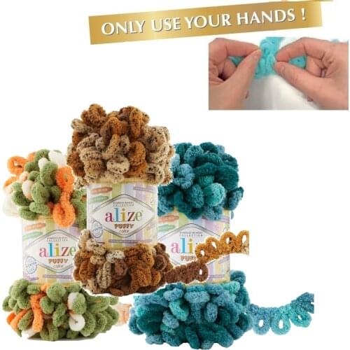 Alize Puffy Yarn 100gr %100 Micropolyester No Needles No Hook Collection Blanket Finger Crochet Knitting Bags Sweater Amigurumi