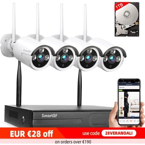SmartSF Security Wireless Camera System 8CH 1080P NVR Kit 2.0MP Outdoor Bullet IP Camera Security Video Surveillance Kit 1TBHDD