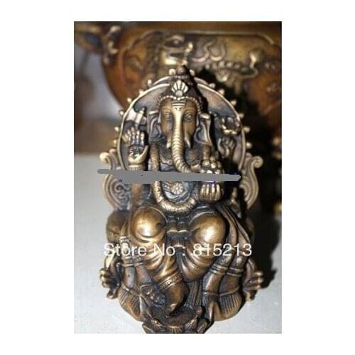 Bi00446 Tibet Temple Pure Bronze Elephant Buddha Statue
