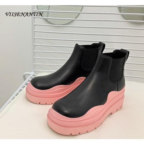 2021 Spring and Autumn New Thick-soled Chelsea Short Boots Female British Style Genuine Leather Casual Martin Boots