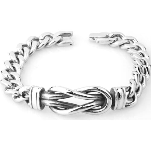 Granny Chic Silver Color Jewelry Simple Love Knot Slender Bangle Men Female High-quality Stainless Steel Twist wire Bracelet