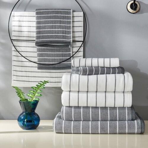 100% Cotton Quick-dry Towel Bath Towels Comfortable Life Cotton Soft Dry Towels Face Towels Stripe High Grade 70X140CM/34X74CM