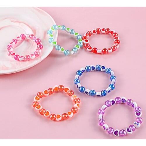 Makersland Childrens Color Simple Acrylic Bracelet for Children Love Beads Girls Bracelet Fashion Jewelry