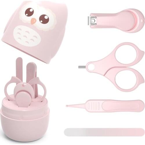 Baby Nail Clipper Set Newborn nail scissors, nail clipper, nail file, tweezers,Owl Storage Box Infant Nail Care Set Nursery Kits
