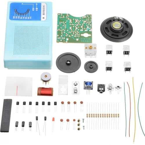 DIY AM/FM Stereo Radio Kit Transistors SCH Superheterodyne Radio Receiver Board Case With Speaker DIY Electronic Stereo Radio