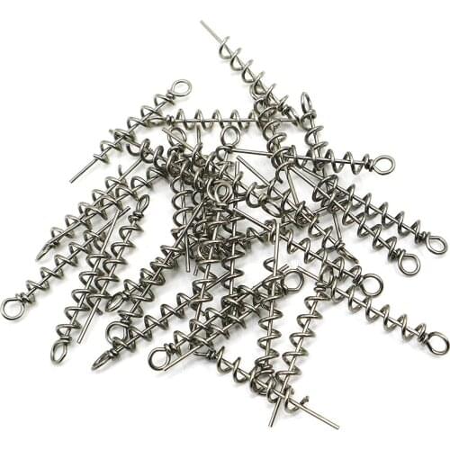 Easy Catch 20pcs/Set Stainless Steel Spring Twist Lock Fishing Screw Dagger For Soft Lure Fishing Tools Size 1.4cm 4.5cm