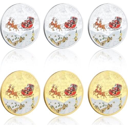 Merry Christmas Collectible Silver Gold Plated Souvenir Coin Santa Claus Pattern Collection Art Commemorative Coin 1PC