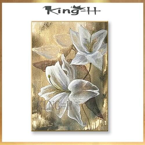 Beautiful gold flowers for home decoration Handmade abstract canvas oil painting wall art picture poster for living room