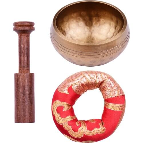 Muslady Tibetan Singing Bowl Set with 8.5cm/3.3inch Handmade Metal Sound Bow for Meditation Sound Chakra Healing Yoga Relaxation