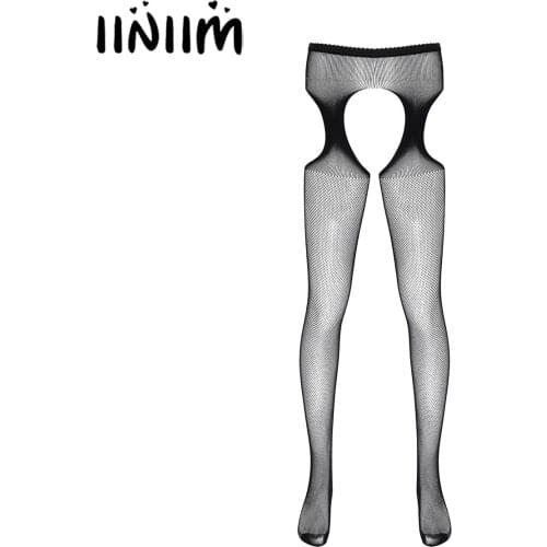 Mens Stretchy Hollow Out Sexy Socks Fishnet Stockings Tights See-through Crotchless Pantyhose Nightwear for Lingerie Clubwear